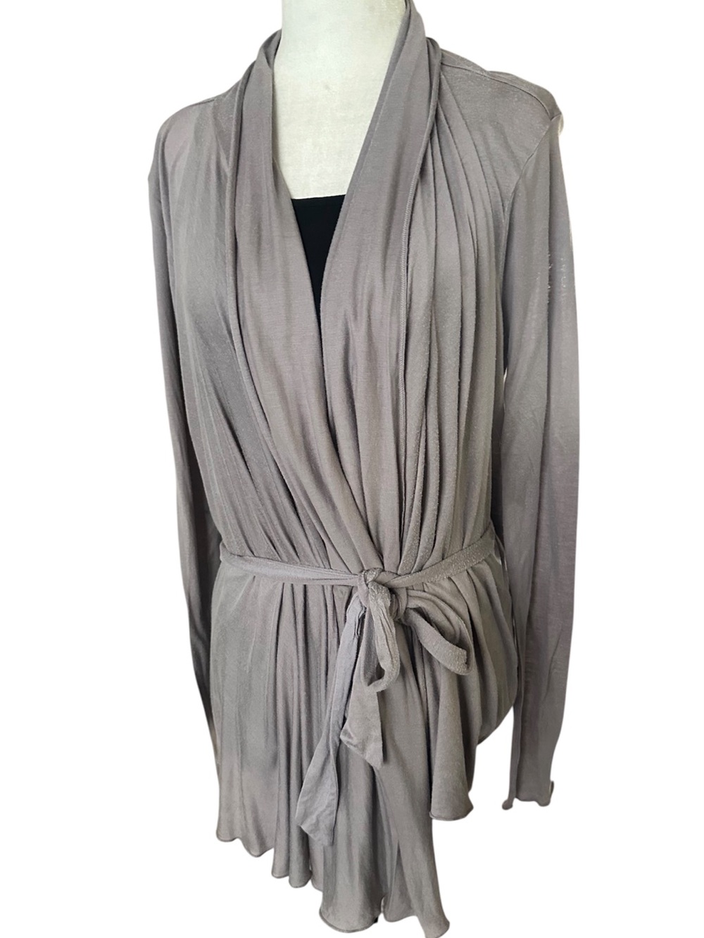 Banana Republic Lyocell Taupe Draped Wrap Cardigan with Self Tie L